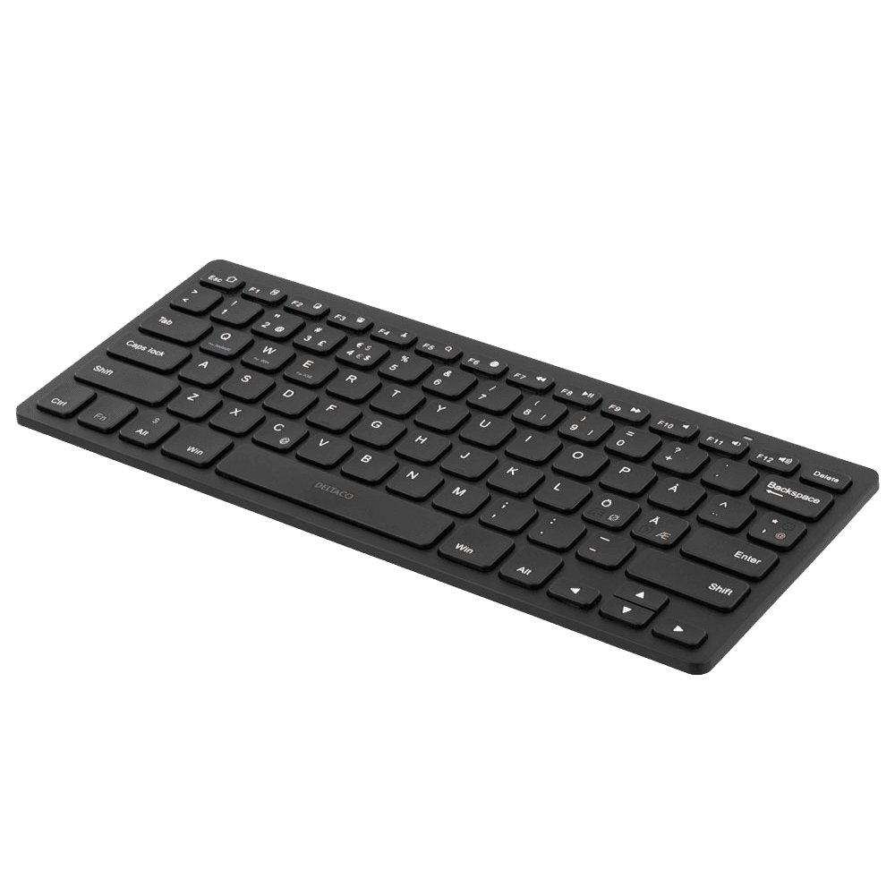 Wireless mini keyboard, 78 keys, Bluetooth, Nordic layout, silent keys, black