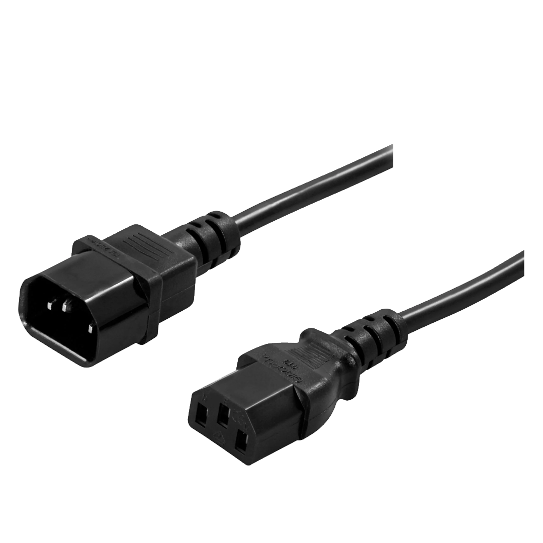 DELTACO Grounded IEC C14 to C13 Power Extension Cable, 250V/10A, 3m